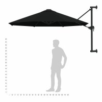 vidaXL Sonnenschirm Wandmontage mit Metallmast 300 cm Schwarz