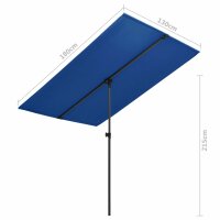 vidaXL Sonnenschirm mit Aluminium-Mast 180 x 110 cm Azurblau