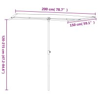 vidaXL Sonnenschirm mit Aluminium-Mast 2x1,5 m Bordeauxrot