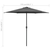 vidaXL Sonnenschirm mit Aluminium-Mast 270 x 246 cm Anthrazit