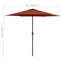 vidaXL Sonnenschirm mit Aluminium-Mast 270 x 246 cm Terracotta-Rot