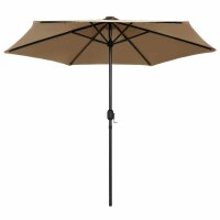 vidaXL Sonnenschirm mit LED-Leuchten &amp; Aluminium-Mast 270 cm Taupe