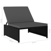 vidaXL Sonnenliegen 2 Stk. mit Tisch Poly Rattan Schwarz