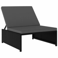 vidaXL Sonnenliegen 2 Stk. mit Tisch Poly Rattan Schwarz