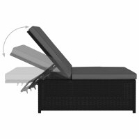 vidaXL Sonnenliegen 2 Stk. mit Tisch Poly Rattan Schwarz