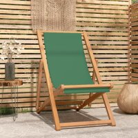 vidaXL Strandstuhl Klappbar Massivholz Teak Gr&uuml;n