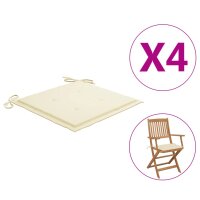 vidaXL Gartenstuhl-Kissen 4 Stk. Creme 40x40x3 cm...