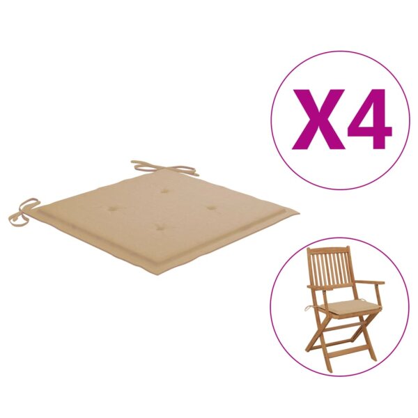 vidaXL Gartenstuhl-Kissen 4 Stk. Beige 40x40x3 cm Oxford-Gewebe