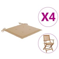 vidaXL Gartenstuhl-Kissen 4 Stk. Beige 40x40x3 cm...