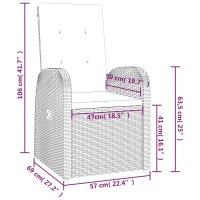 vidaXL Garten-Liegest&uuml;hle 2 Stk. mit Auflagen Poly Rattan Grau