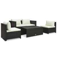 vidaXL 6-tlg. Garten-Lounge-Set mit Auflagen Poly Rattan Braun