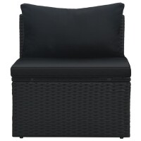 vidaXL 6-tlg. Garten-Lounge-Set mit Auflagen Poly Rattan Schwarz