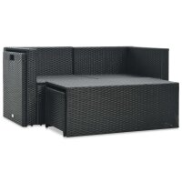 vidaXL 6-tlg. Garten-Lounge-Set mit Auflagen Poly Rattan Schwarz