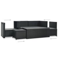 vidaXL 6-tlg. Garten-Lounge-Set mit Auflagen Poly Rattan Schwarz