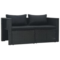 vidaXL 6-tlg. Garten-Lounge-Set mit Auflagen Poly Rattan Schwarz