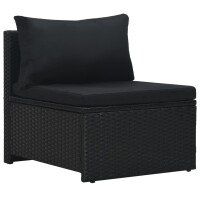 vidaXL 6-tlg. Garten-Lounge-Set mit Auflagen Poly Rattan Schwarz