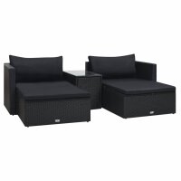 vidaXL 5-tlg. Garten-Lounge-Set mit Auflagen Poly Rattan...