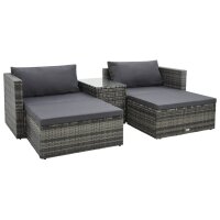 vidaXL 5-tlg. Garten-Lounge-Set mit Auflagen Poly Rattan...