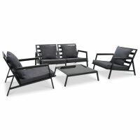 vidaXL 4-tlg. Garten-Lounge-Set mit Auflagen Aluminium...