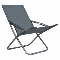 vidaXL Klappbare Strandst&uuml;hle 2 Stk. Stoff Grau