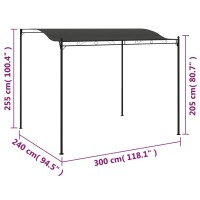 vidaXL Pavillon 3&times;2,5 m Anthrazit