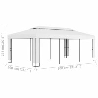 vidaXL Pavillon mit Doppeldach 3 x 6 m Wei&szlig;