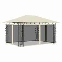 vidaXL Pavillon mit Moskitonetz 4x3x2,73 m Creme 180 g/m&sup2;