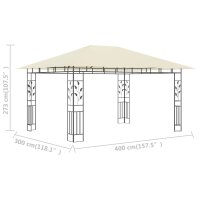 vidaXL Pavillon mit Moskitonetz 4x3x2,73 m Creme 180 g/m&sup2;