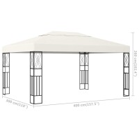 vidaXL Pavillon 3&times;4 m Creme Stoff