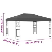 vidaXL Pavillon 3&times;4 m Anthrazit Stoff