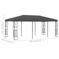 vidaXL Pavillon 3x6 m Anthrazit Stoff