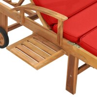 vidaXL Sonnenliege mit Auflage Massivholz Teak Rot