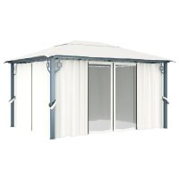 vidaXL Pavillon mit Vorhängen 400 x 300 cm Creme...
