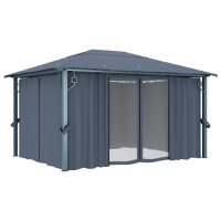 vidaXL Pavillon mit Vorh&auml;ngen 400&times;300 cm Anthrazit Aluminium