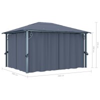 vidaXL Pavillon mit Vorh&auml;ngen 400&times;300 cm Anthrazit Aluminium