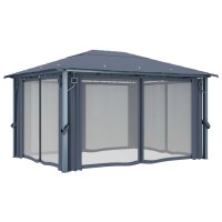 vidaXL Pavillon mit Vorh&auml;ngen 400&times;300 cm Anthrazit Aluminium