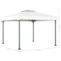 vidaXL Pavillon 300 x 300 cm Creme Aluminium