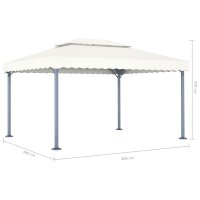 vidaXL Pavillon 400 x 300 cm Creme Aluminium