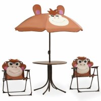 vidaXL 3-tlg. Garten-Bistro-Set f&uuml;r Kinder mit Sonnenschirm Braun