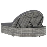 vidaXL Doppel-Sonnenliege mit Kissen Poly Rattan Grau