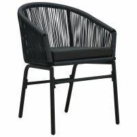 vidaXL 3-tlg. Bistro-Set mit Kissen PE-Rattan Schwarz