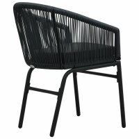 vidaXL 3-tlg. Bistro-Set mit Kissen PE-Rattan Schwarz