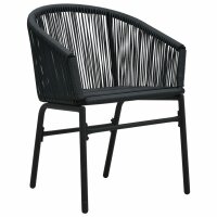 vidaXL 3-tlg. Bistro-Set mit Kissen PE-Rattan Schwarz