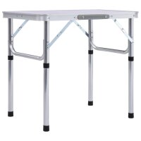 vidaXL Klappbarer Campingtisch Weiß Aluminium 60x45 cm