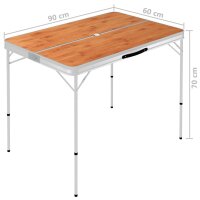 vidaXL Klappbarer Campingtisch mit 2 Sitzb&auml;nken Aluminium Braun