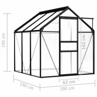 vidaXL Gew&auml;chshaus Anthrazit Aluminium 3,61 m&sup2;