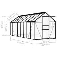 vidaXL Gew&auml;chshaus Anthrazit Aluminium 9,31 m&sup2;