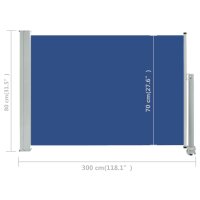 vidaXL Ausziehbare Seitenmarkise 80&times;300 cm Blau