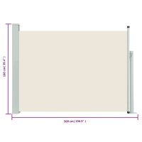 vidaXL Ausziehbare Seitenmarkise 100&times;500 cm Creme