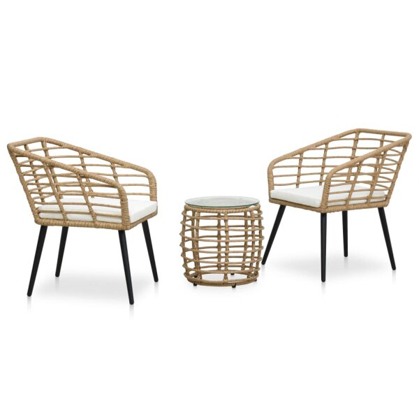 vidaXL 3-tlg. Bistro-Set Poly Rattan Eiche